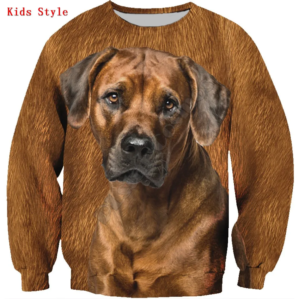 

Rhodesian Ridgeback Kids Sweatshirt 3d printed Hoodies Pullover Boy For Girl Long Sleeve Shirts Kids Funny Animal Sweatshirt