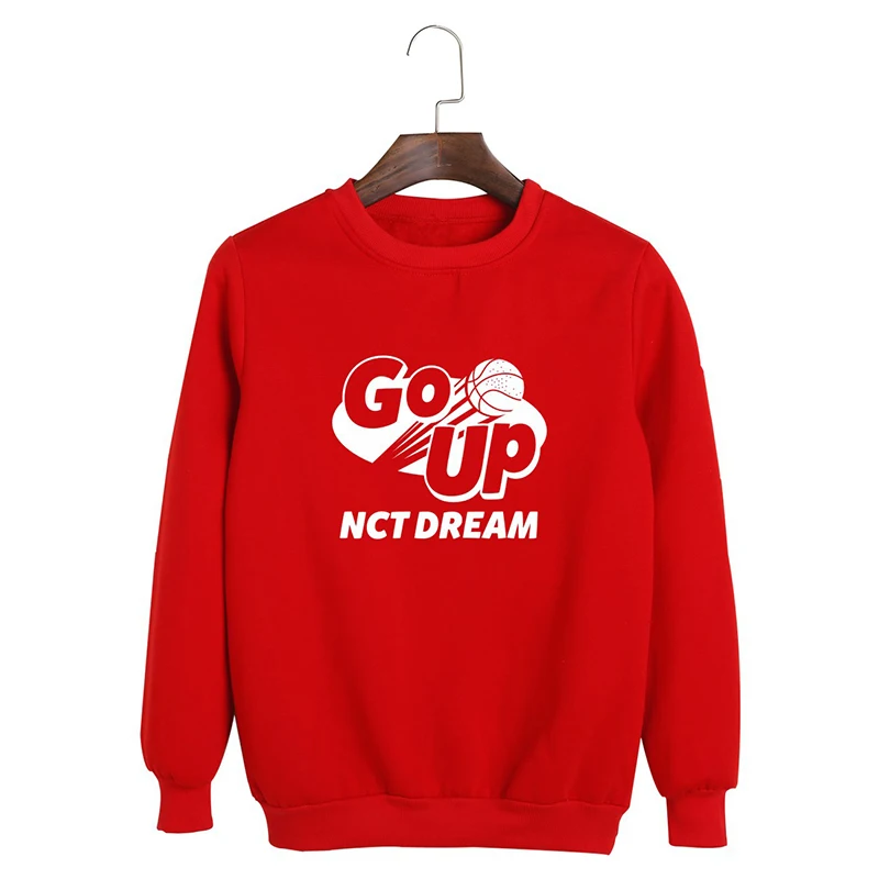 red2 KPOP NCT DREAM Album мы поднимаемся с тем же абзацем свободные наборы свитер с круглым вырезом мужские и женские дропшиппинг - Цвет: red2