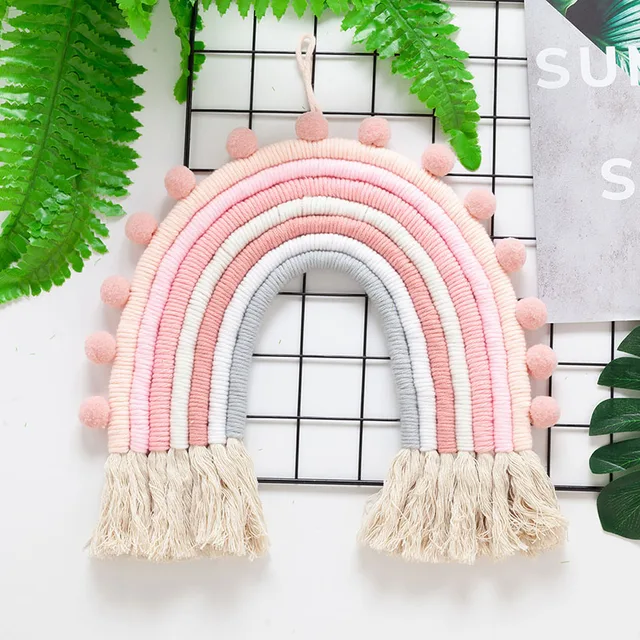 DIY Rope Rainbow Wall Hanging Decoration Handmade Woven Rainbow Decoration Nordic Baby Room Accessories Living Room Home Decor 3