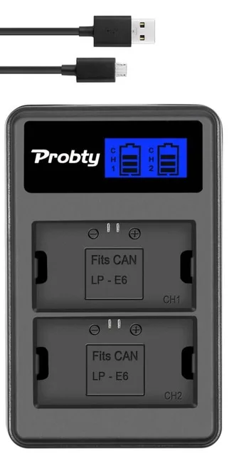 Probty 2 шт. LP-E6 LPE6 LP E6 Батарея+ двухканальный ЖК-дисплей Зарядное устройство для цифровой однообъективной зеркальной камеры Canon EOS 5D2 5D3 7D 5D 6D 36D 70D 60D