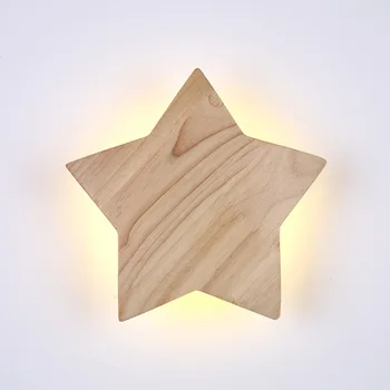 

LED modern simple corridor bedroom study dining room lamp creative fashion living room children room solid wood star wall lamp
