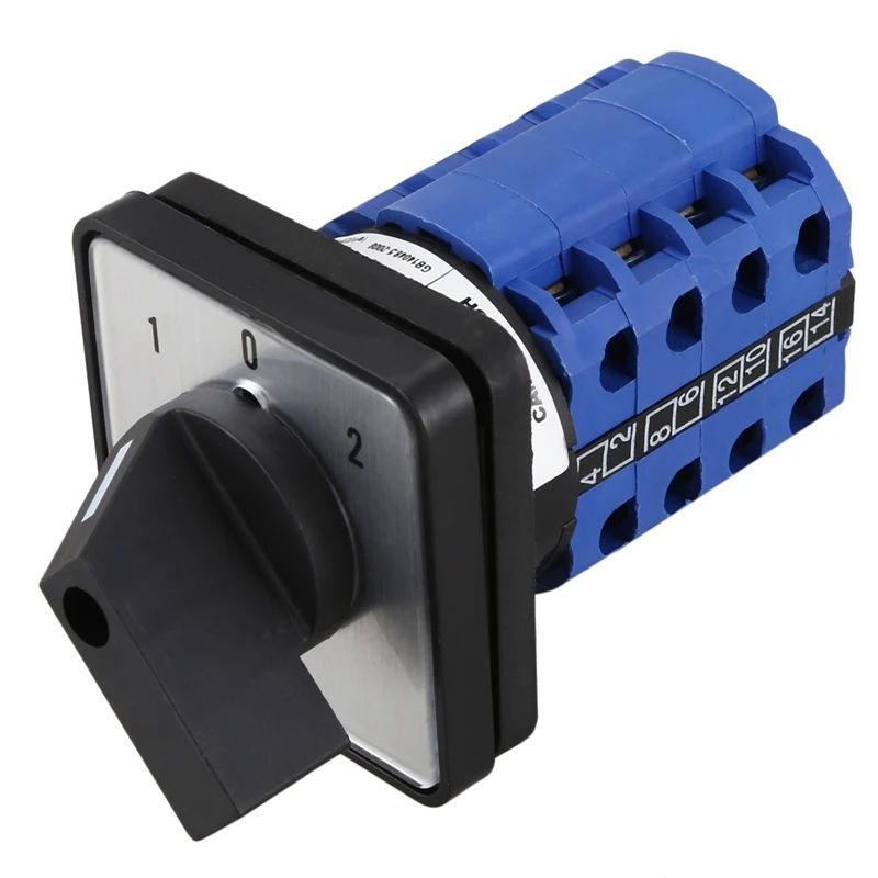 

LW28-20M08/4 3 Position Rotary Cam Changeover Switch Ui 550V Ith 20A, Blue+Silver+Black
