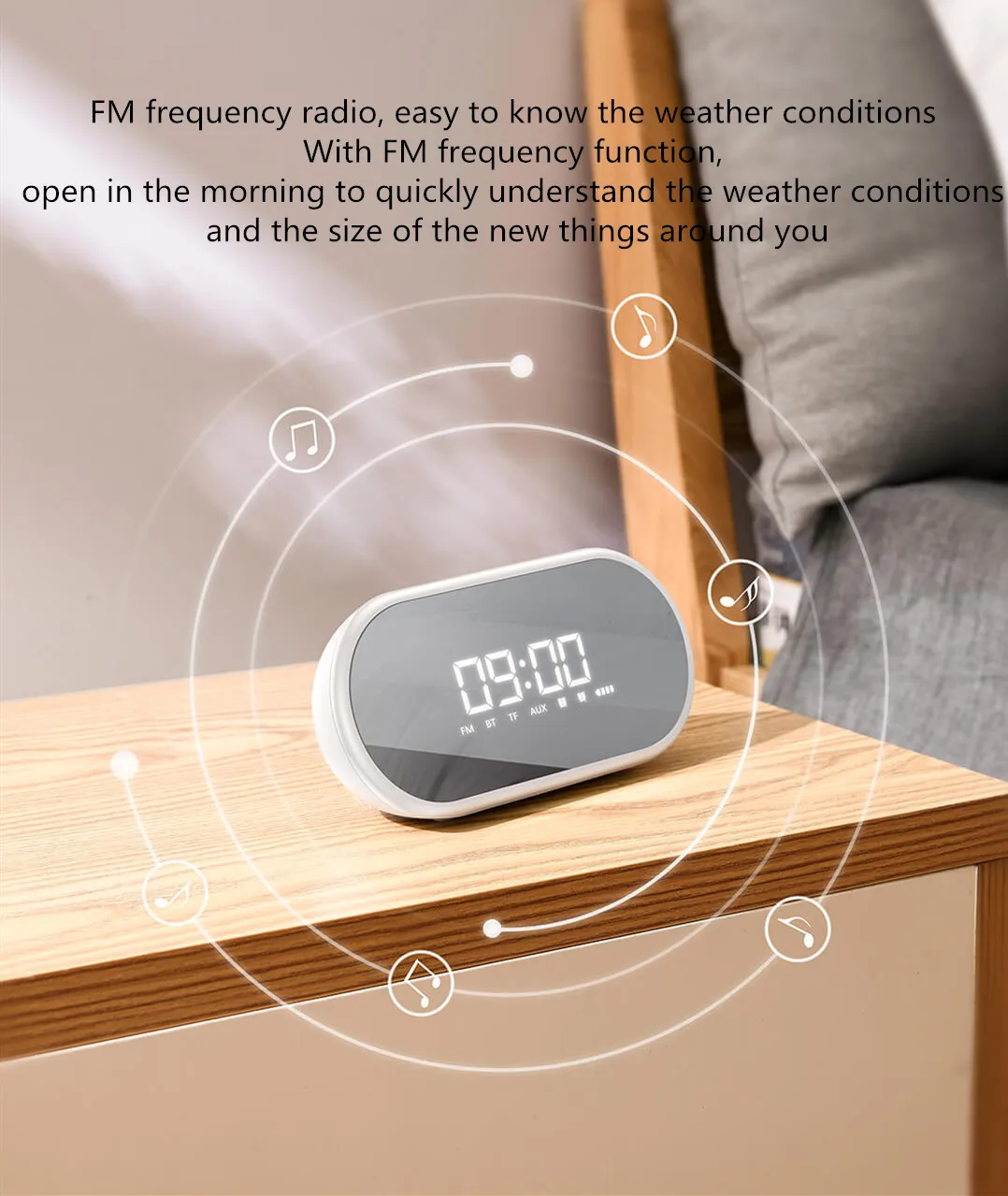 Original Xiaomi Mijia BASEUS Mini Alarm Clock Wireless Bluetooth speaker household subwoofer mirror portable radio 3D surround