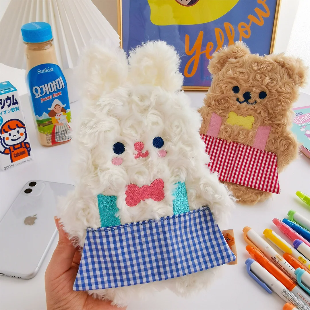 W Gリトルベアーぬいぐるみペンケース化粧品袋大容量のウサギのかわいい韓国デスク文具ボックス学校鉛筆ケース Storage Bags Aliexpress