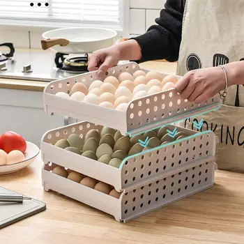

Kitchen Egg Organizer Storage Rack Household Kitchen Fresh Keeping Egg Storage Tray Food Storage Kitchen Accessories