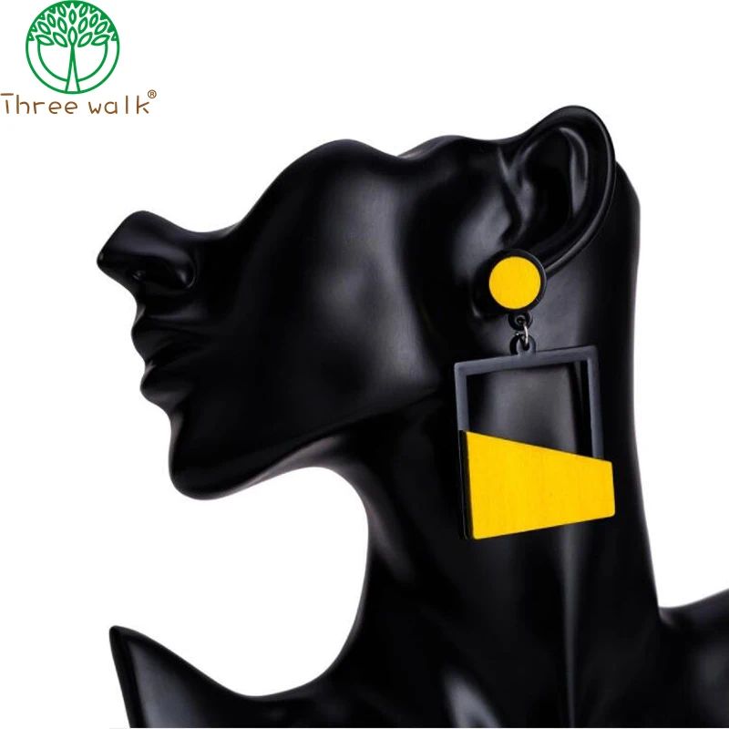 Big Metal Drop Earrings for Women Square Yellow Fashion Statement Earrings Drop femme drop earrings,dangle earrings,long earrings