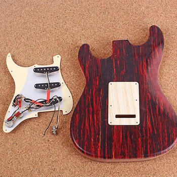 

1 Set Guitar Pickguard Durable SSS Prewired-Loaded Wood Sturdy Prime Scratch Plate Rear Cover Backplate Pickguard for Musical In