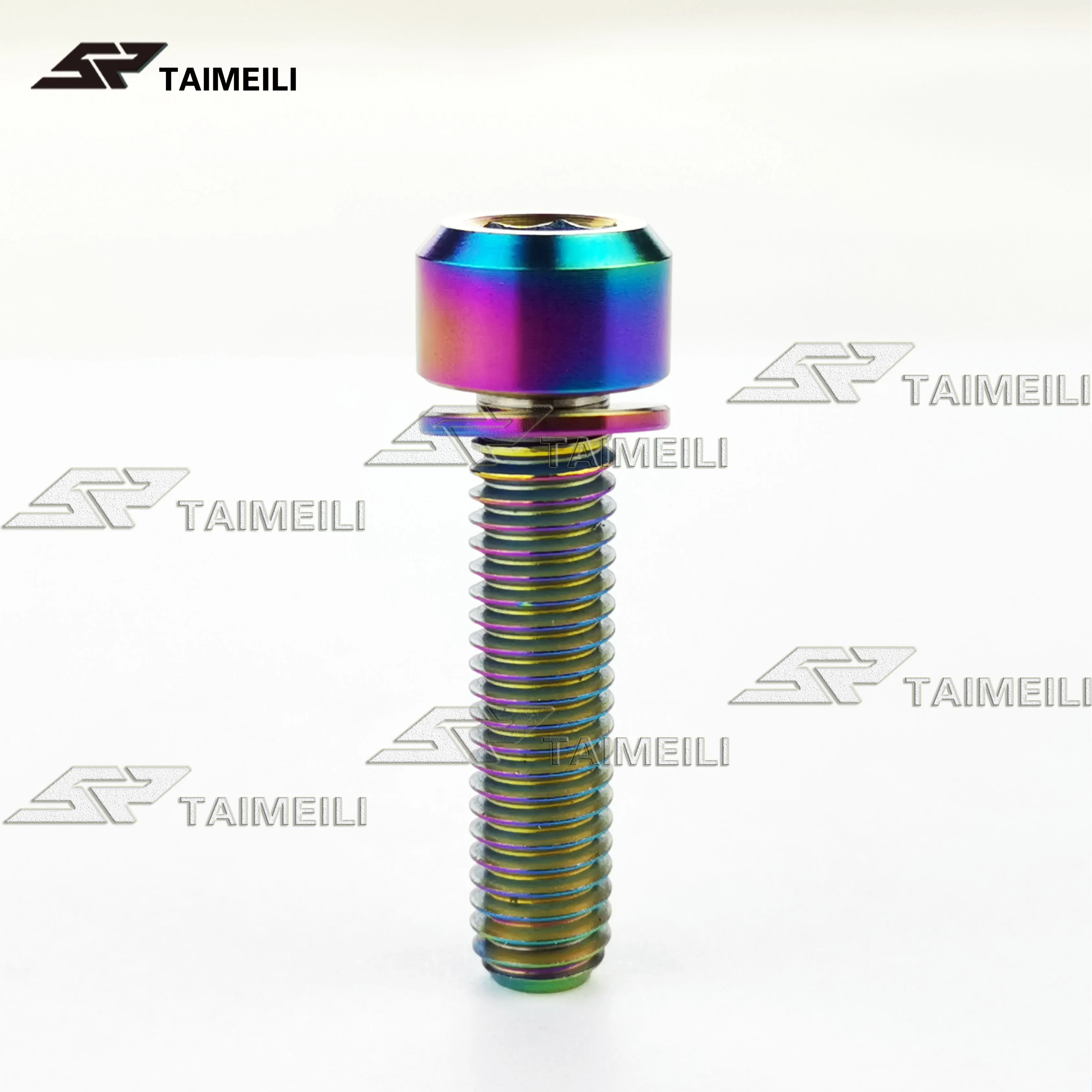 Rainbow color 4/6 шт/титановый сплав винт GR5 материал Cylindrical цилиндрическая головка с прокладкой винт для велосипедного тормоза фиксированный винт - Цвет: Rainbow color