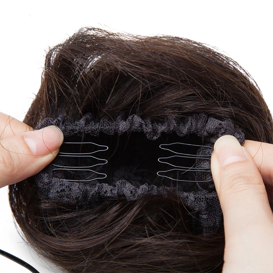S-noilite 30g Hair Bun Donut Chignon Hairpiece Wrap On Elastic Scrunchie Black Brown Blonde Headwear Clip In Extension Hair Band Human Hair Bun Extension