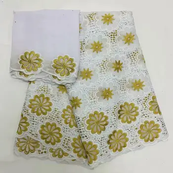 

New 100% Cotton African Lace Fabric 2019 High Quality Lace French Swiss voile Embroidery Lace Fabric 5Yards Wedding Party Dress
