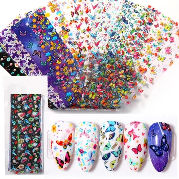 

Nail Art Transfer Foils Butterfly Flower Nail Art Transfer Stickers Slide Holographics Nail Art Decals for Manicuring DIY