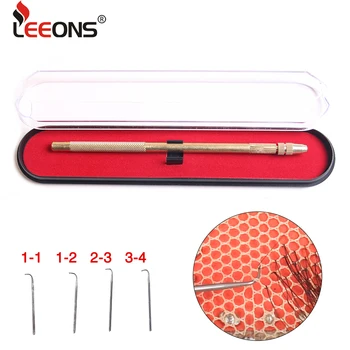 

Leeons Bronze Ventilating Needles 4 Pcs Needs With 1 Ventilating Holder Professional Wig Weaving Needle For Lace Wig Making Tool