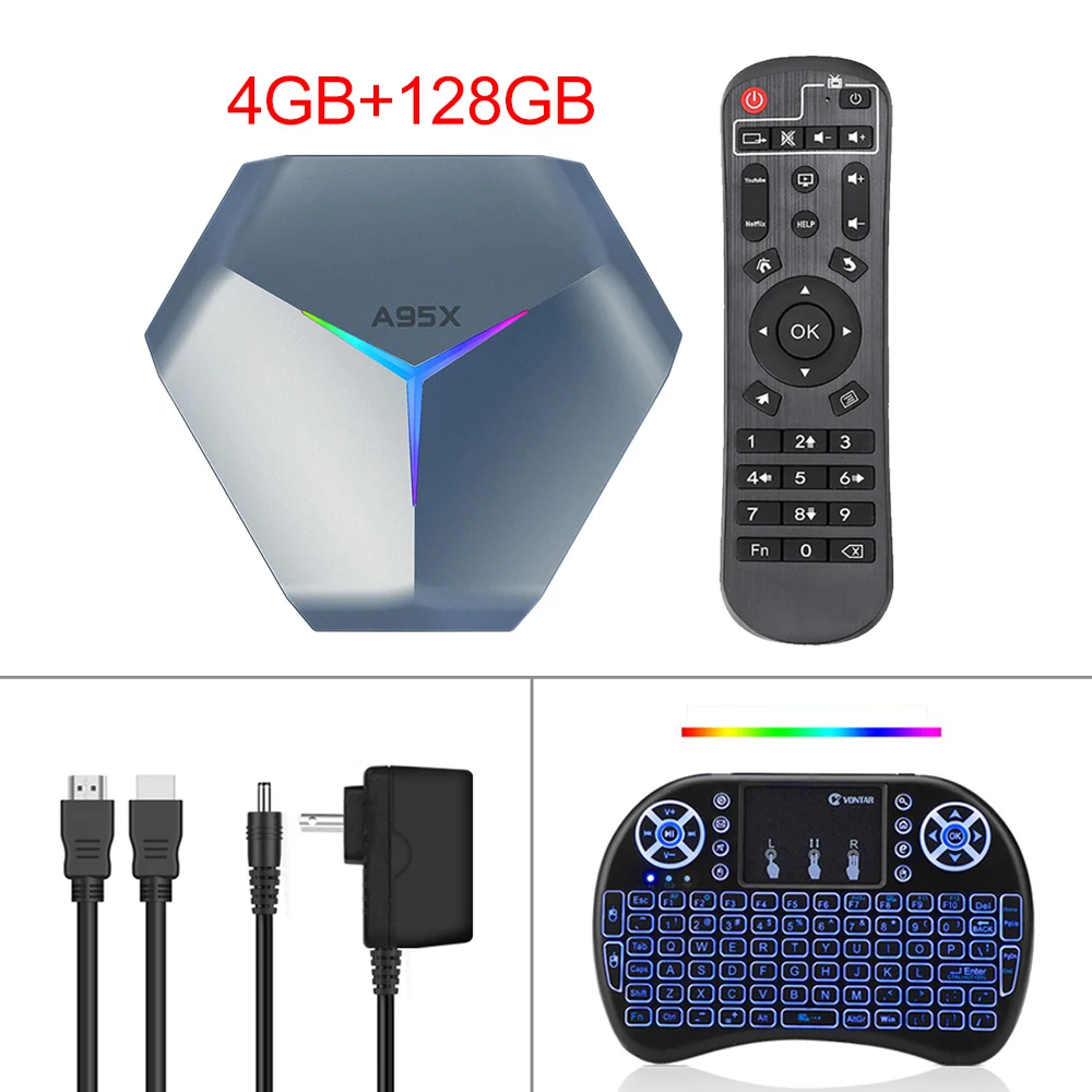 2021 A95X F4 Amlogic S905X4 Android 11 8K RGB Light Smart TV Box 4GB 64GB Plex Media Support Youtube Set Top Box 16GB 32GB 128GB 