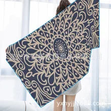 Черный фон декоративный узор сверхтонкое волокно двухстороннее плюшевое пляжное полотенце на открытом воздухе быстрое высыхание печатных банное полотенце Спорт