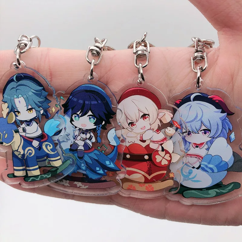 Genshin Impact Klee GANYU Tartaglia Barbatos XIAO Morax Arataki Itto Gorou Albedo Pet Mount Keychain Cosplay Acrylic Keyring