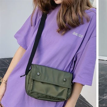 

Fashion 2020 Newest Spring Fashion Mini Green Orange Single Shoulder Bag Small Square Bag Ladies' Oxford Cloth Flip Over Bag #23