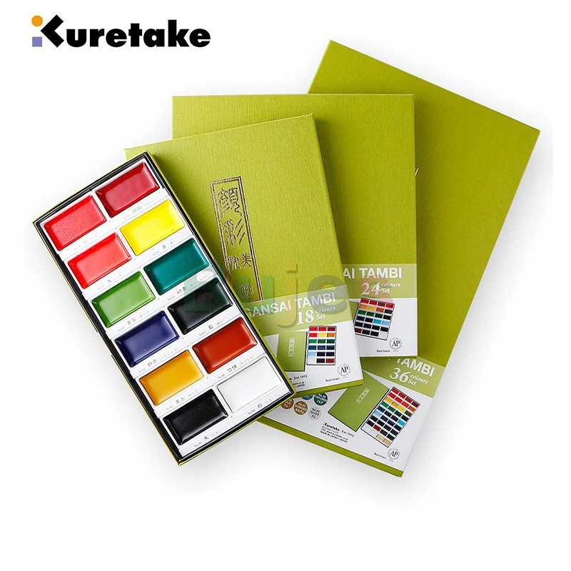 Aquarelle Kuretake Gansai Tambi – Set 18 Couleurs, Peinture Japonaise, MC20/18V, Neuf