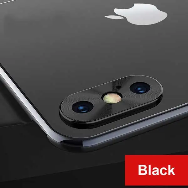 Металлическая защитная крышка для камеры для iPhone 7, 8, 6, 6S Plus, X, XS, XR, XS Max, чехол из алюминиевого сплава, задняя крышка для объектива камеры, защитная кольцевая крышка - Цвет: Black