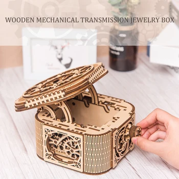 

2020 wooden jewelry box assembled creative toy gift puzzle wooden mechanical transmission model assembled toy DIY gift