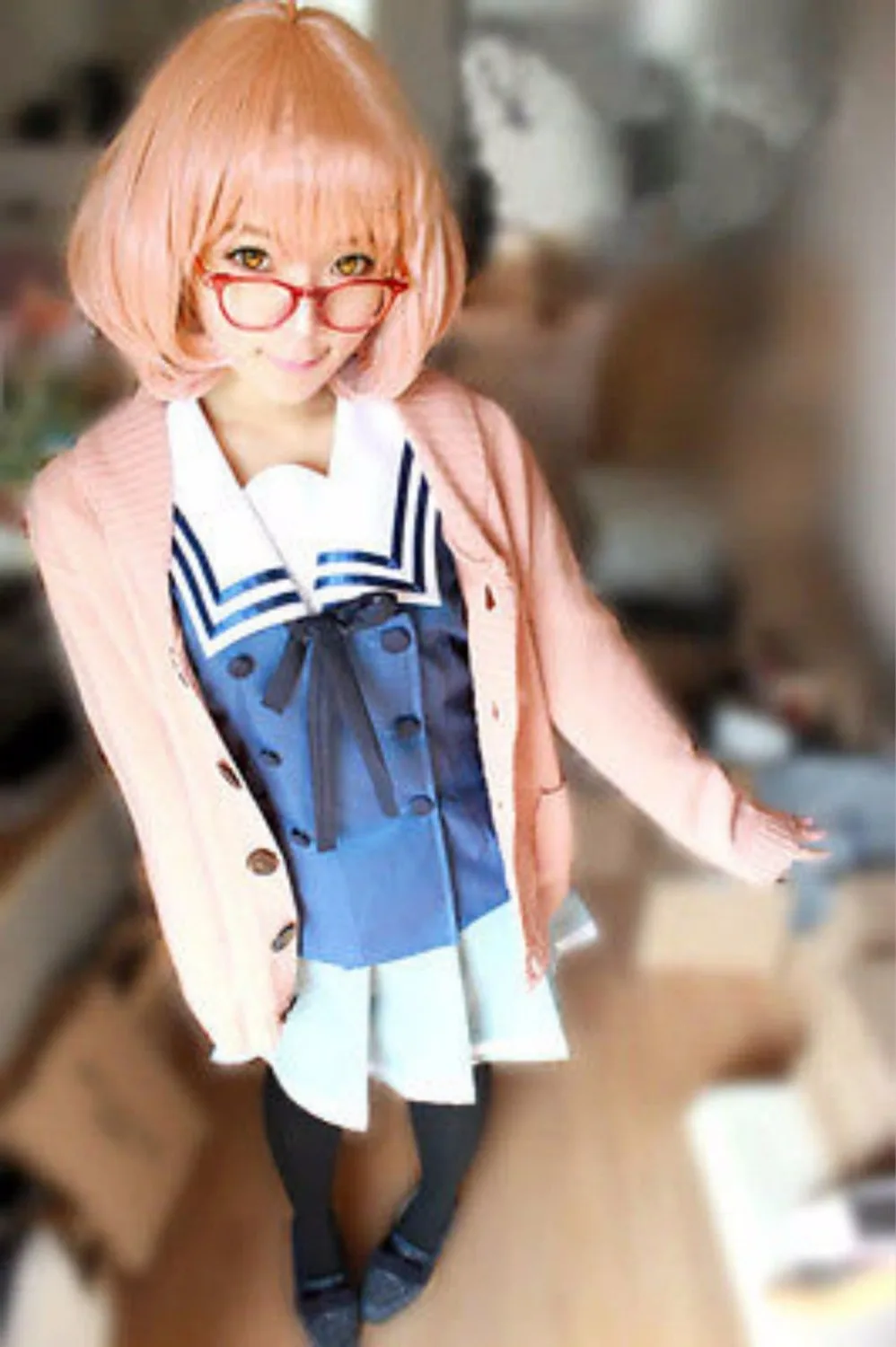 

NEW Kyokai no kanata Kuriyama Mirai cosplay costumes Beyond the Boundary Cardigan Sweater Fancy Dress Free shipping