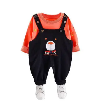

2020 New Spring Autumn Kids Fashion Clothing Children Boys Girls Cartoon T Shirt Bib Pants 2pcs/sets Baby Toddler Casual Clothes