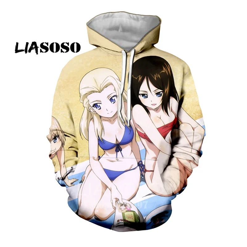 Oh Yes/новые модные толстовки с капюшоном, с длинными рукавами, Harajuku, с 3D принтом, легкие, аниме, для девочек и панзер, с круглым вырезом, для мужчин и женщин, толстовка с капюшоном, топы - Цвет: Коричневый