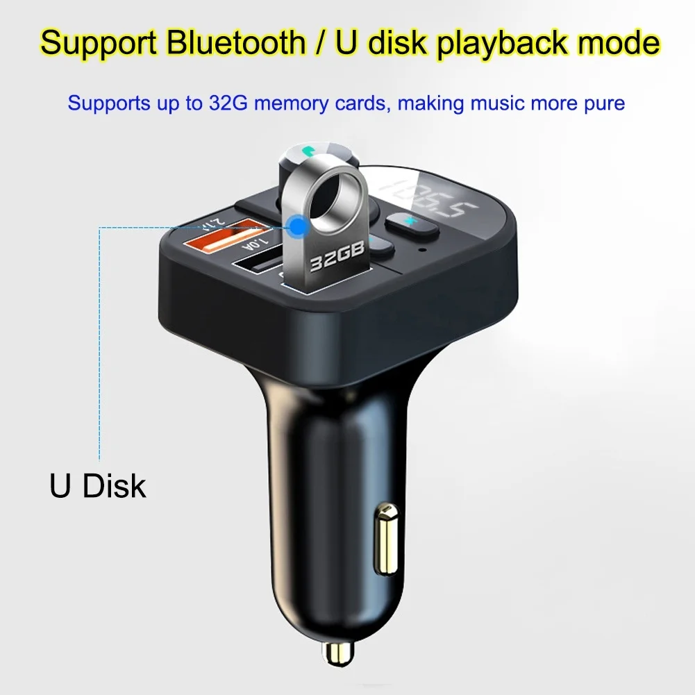 Автомобильный fm-передатчик Bluetooth адаптер дисплей Автомобильный комплект радио передатчик Поддержка TF карта автомобиля беспроводная зарядка bluetooth 3 usb порта