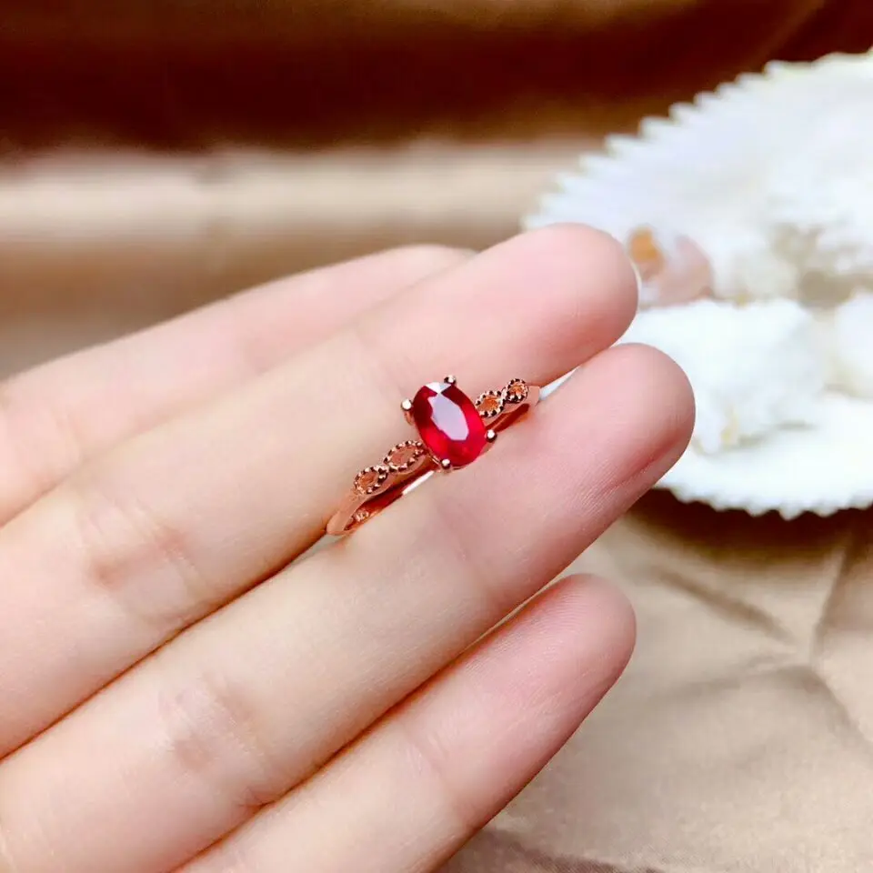 MeiBaPJ настоящий натуральный сжиженный рубиновый драгоценный камень простое кольцо для женщин Настоящее серебро 925 проба хорошие Свадебные украшения
