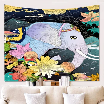 

Bohemian Elephant Tapestry Wall Hanging Zebra Animal Wall Cloth Tapestries Hippie Psychedelic Tiger Cat Mandala Tapiz Art Carpet