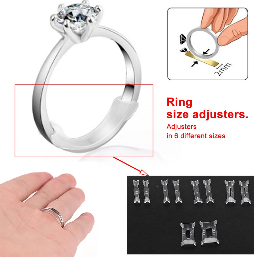 

10pcs Durable Accessories Anti Skid Ring Size Adjuster Guard Tightener Resizing Adjustable Jewelry Loose Invisible Transparent