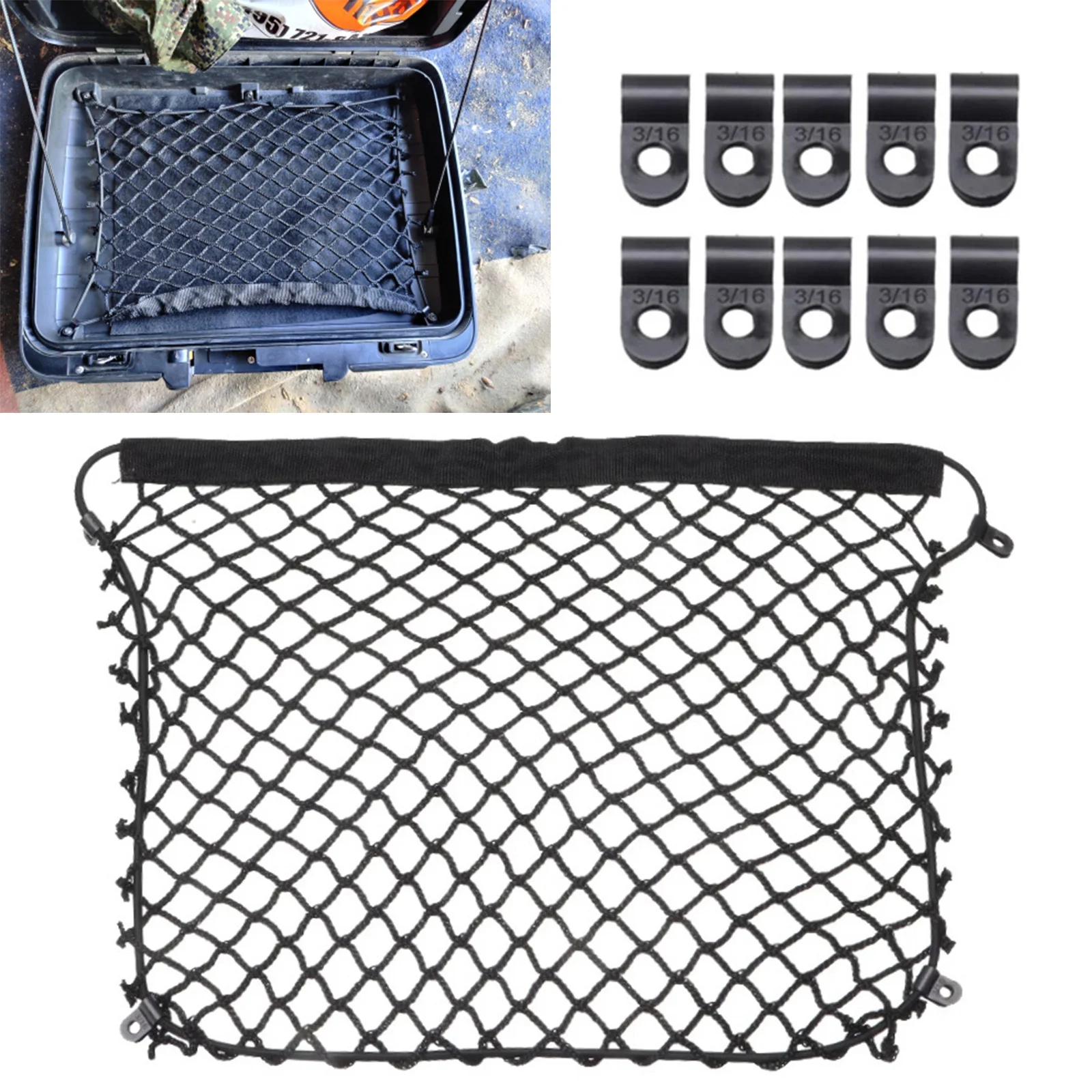 Motorcycle Luggage Net Organizer Storage Cargo Mesh Top Case Trunk