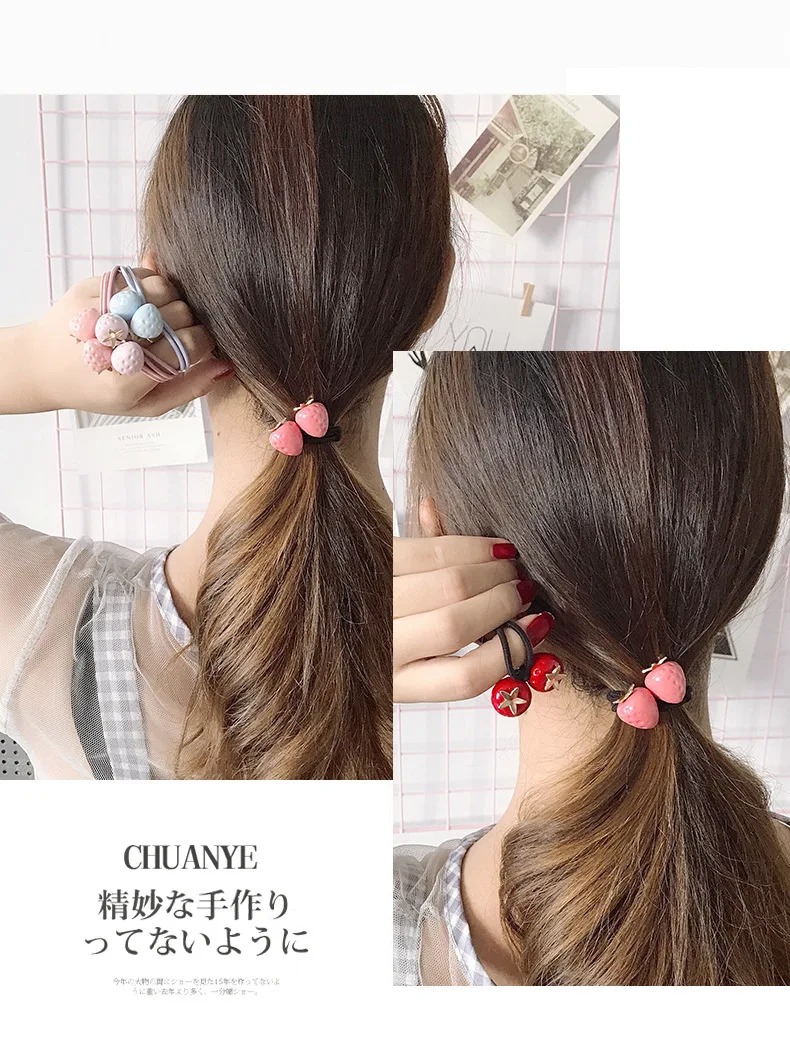 100 шт/Партия DIY мульти простая Смола 2 Клубника резиновые браслеты двухслойные Волосы Резинки Инструменты для укладки аксессуар HA944