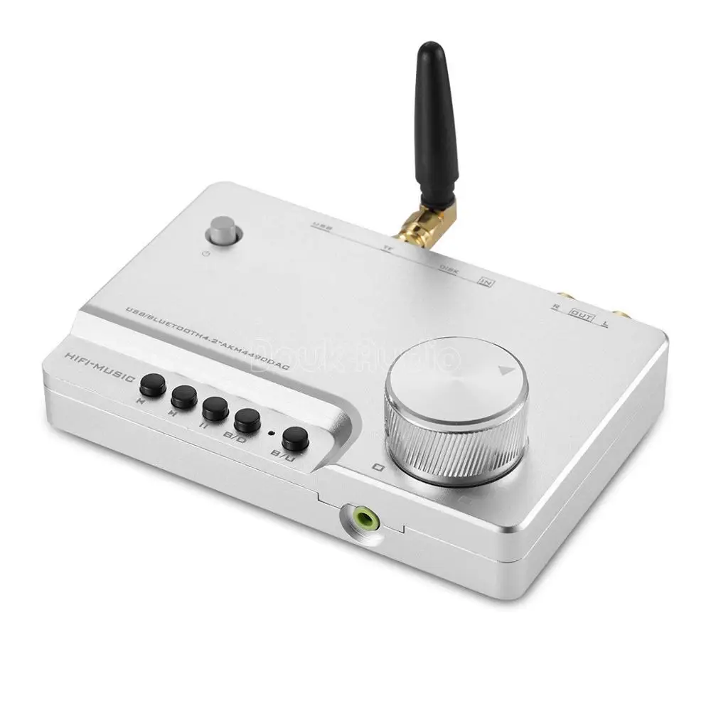 Nobsound Мини HiFi Bluetooth 4,2 аудио USB AKM4490 DAC PC звуковая карта усилитель для наушников u-диск TF плеер - Цвет: Серебристый