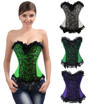 

SAYFUT Sexy Burlesque Lingerie Gothic Lace Steampunk Corset Waist Cincher Shaperwear Bustier Push Up Overbust Corset Top