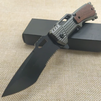 

Damascus steel Outdoor Survival Folding Knife Half Serrated Blade Military Tactical Hunting Knife 7CR17Mov Blade Pocke Knife