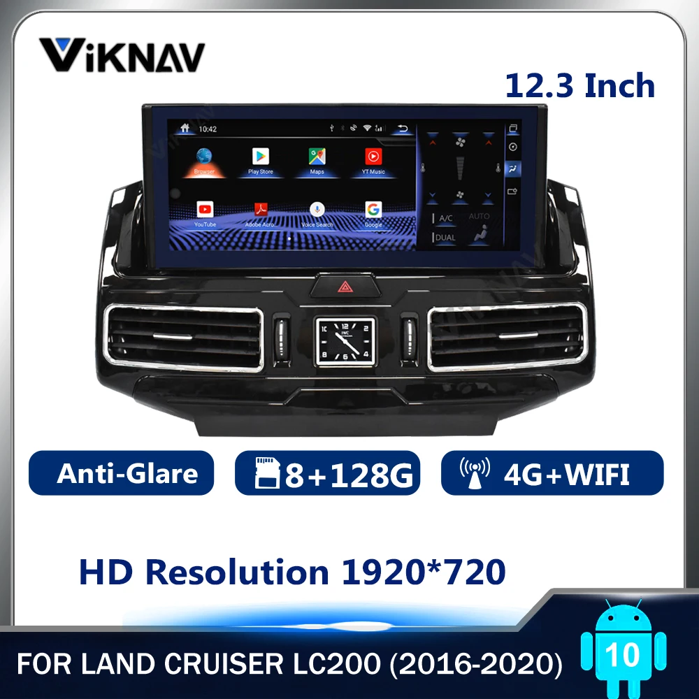 

Anti-Glare Android 10.0 Auto Audio Headunit For TOYOTA LAND CRUISER LC200 2016 -2020 GPS Navigation DVD Multimedia Player 128GB