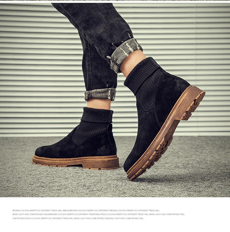 MRCAVE/зимние ботинки; мужская повседневная обувь для мужчин; высокие мужские Ботильоны; модные ботинки для путешествий; botas hombre; носки; мужские кроссовки в британском стиле