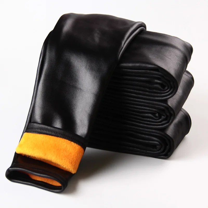 

Girl Legging Winter Warm Children Thicken Pants Cotton Kids Fleece Trousers for Baby Girls leggings solid imitation leather