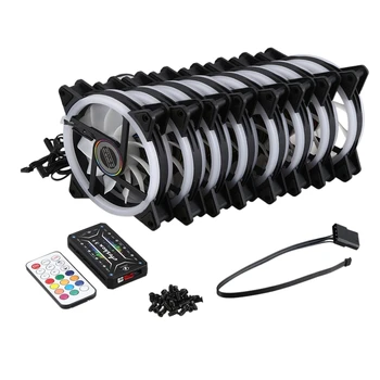 

Computer PC Case Fan RGB Adjust LED Fan Quiet Remote Computer Cooler Cooling RGB Case Fans (8PCS+1 Controller)