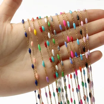 

1 Meter Gold Silver Plated Drop Oils Wire Wrapped Rosary Chains Water Drop Necklace Chains for Jewelry Making DIY Accessories