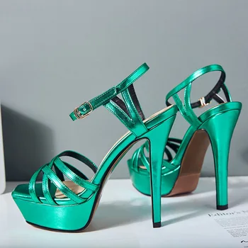 

New Style round-Toe High Heel Thin Heeled Sandals Waterproof Platform Thin Heeled WOMEN'S Shoes