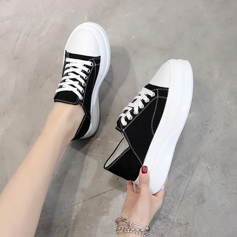 

Canvas Women's Thick Bottomed 2019 Spring New Style Shoe Korean-style Versatile Platform Shoes Summer Thin Section Lazy Shoes Fl