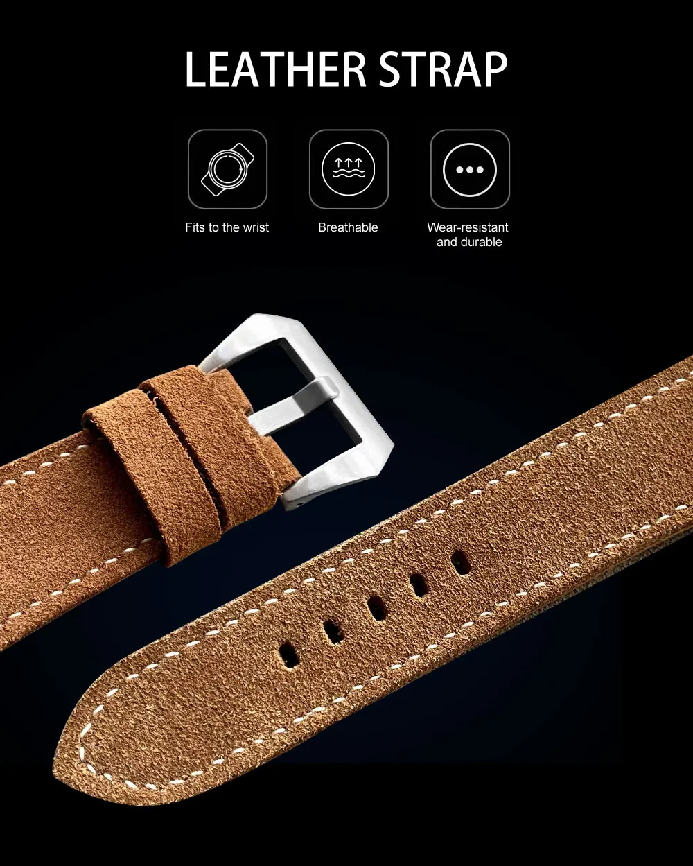 2022 Ever Move Men's Sports Chronograph  Luxury Literal Business Style Multifunctional Leather Real Nail Quartz Watch
