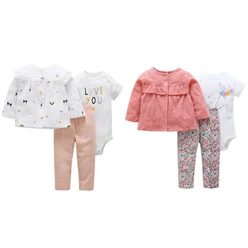 

3Pcs Newborn Baby Girls Clothes Cute Autumn Winter Warm Cardigan Coat+Romper+Pants Cotton Infant Kids Children Jumpsuit