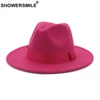 SHOWERSMILE Army Green Wool Felt Jazz Fedora Hats Men Women Wide Brim Sombrero British Style Trilby Formal Panama Cap Dress Hat ► Photo 3/6