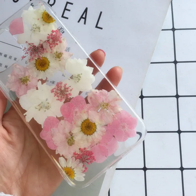 Tfshining настоящий прессованный высушенный чехол с цветами для iphone 11 11pro max X XR Xs max 6 6s 7 8 plus, прозрачный чехол, блестящий девчачий чехол