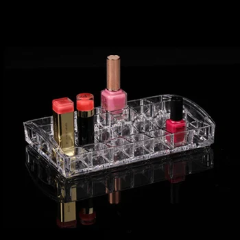 

26 Slots Clear Acrylic Cosmetic Makeup Organizer Transparent for Lipstick Nail Polish Small Bottles Display Rack Holder SCI88