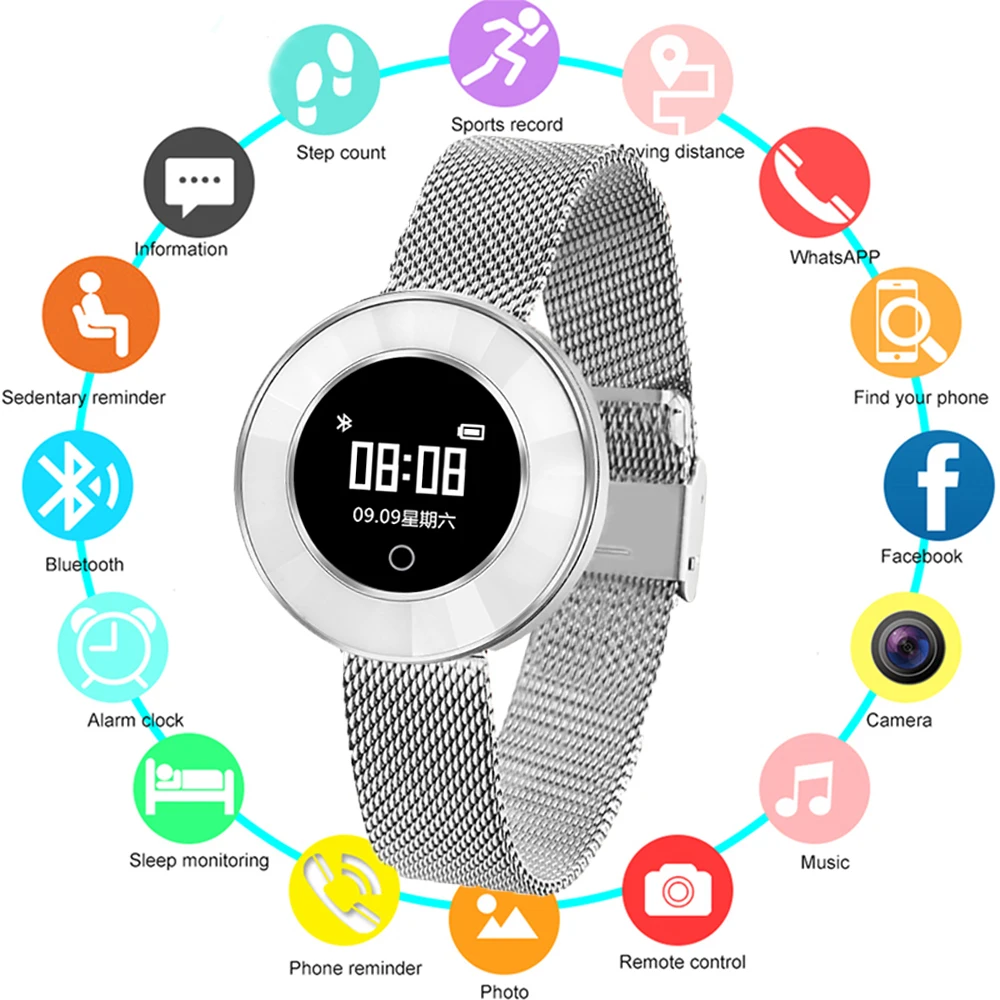 

X6 Lady Smart Bracelet IP68 Waterproof Steel Strap Heart Rate Monitoring Blood Pressure Smart Watch Women Smartwatch Reloj Mujer