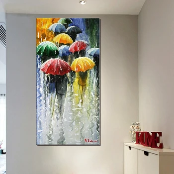 

Big Size 5d diy diamond painting full Square Cross Stitch Rainy Days with Colorful Umbrellas round Diamond Embroidery JS5191