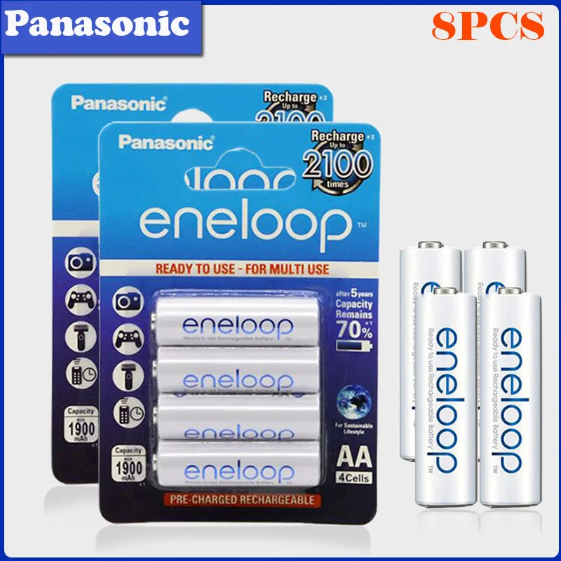 8PCS Panasonic 1,2 V 1900mAh AA Аккумуляторная батарея для камеры фонарик игрушки пульт дистанционного управления Предварительно заряженный Ni-MH аккумулятор - Цвет: 8PCS